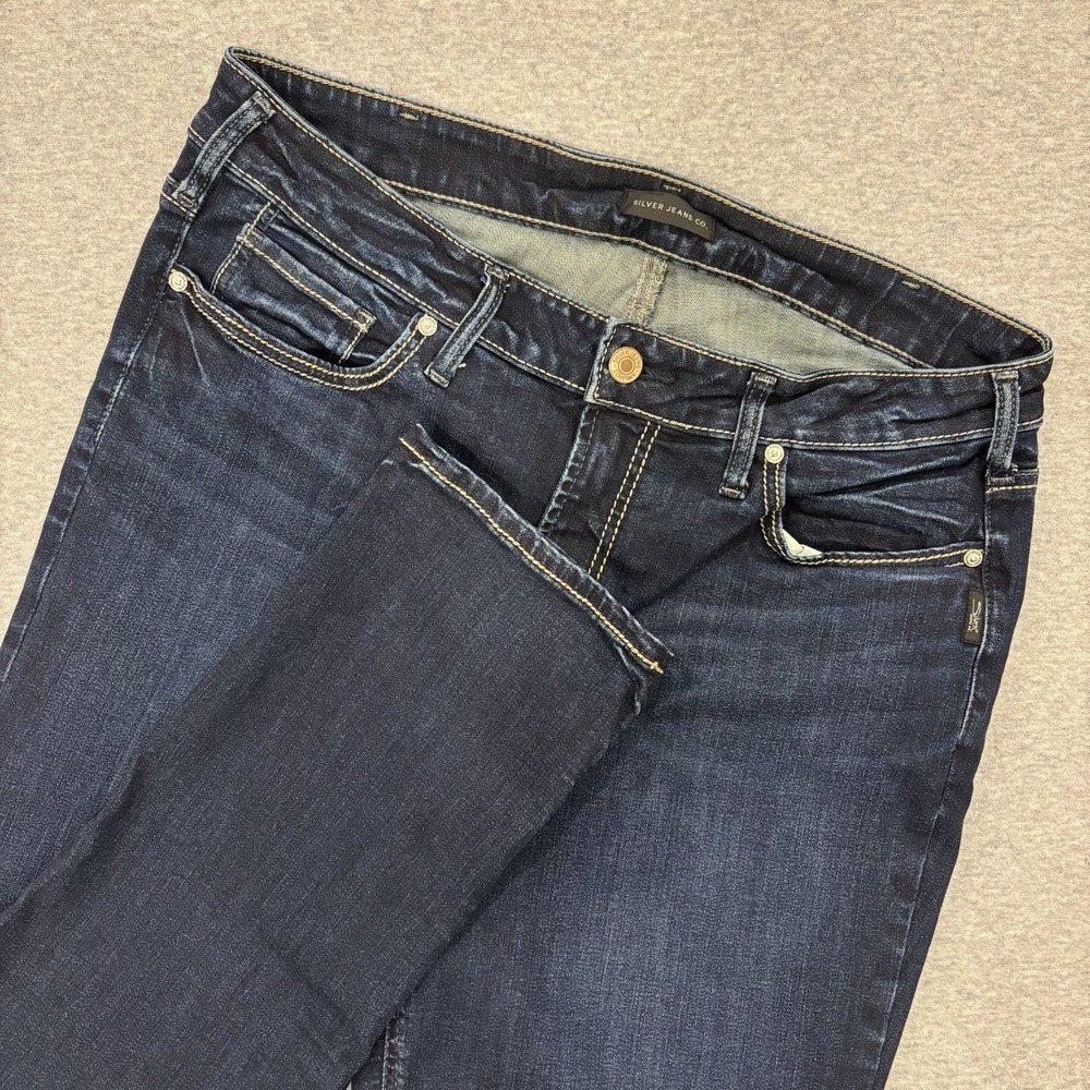 Silver Jeans Avery Straight Jeans Women's Size 16 (36x29.5) Blue Dark Wash Denim